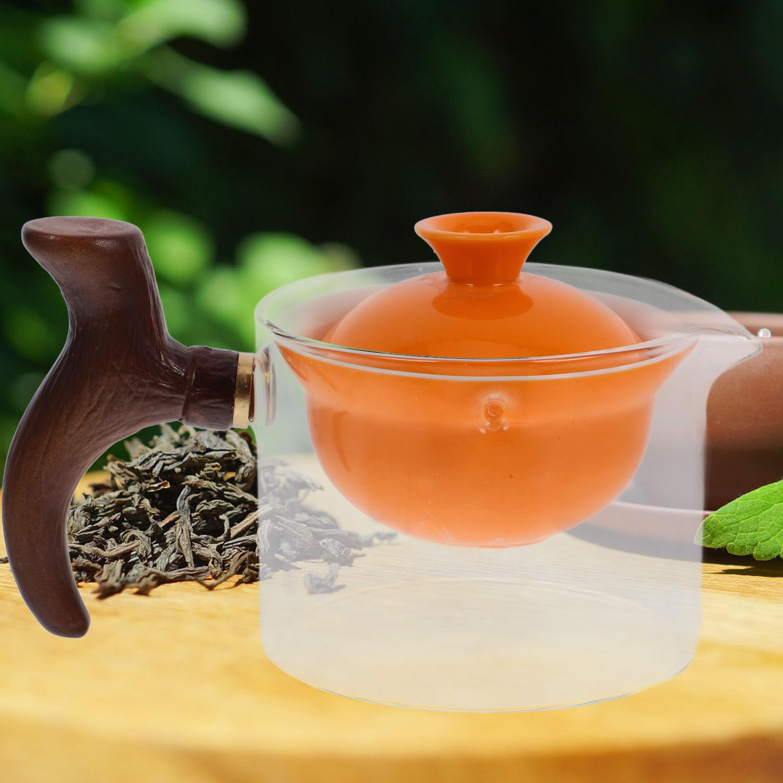 Tetera Asa Lateral de Cerámica Naranja y Filtro 360° para Té