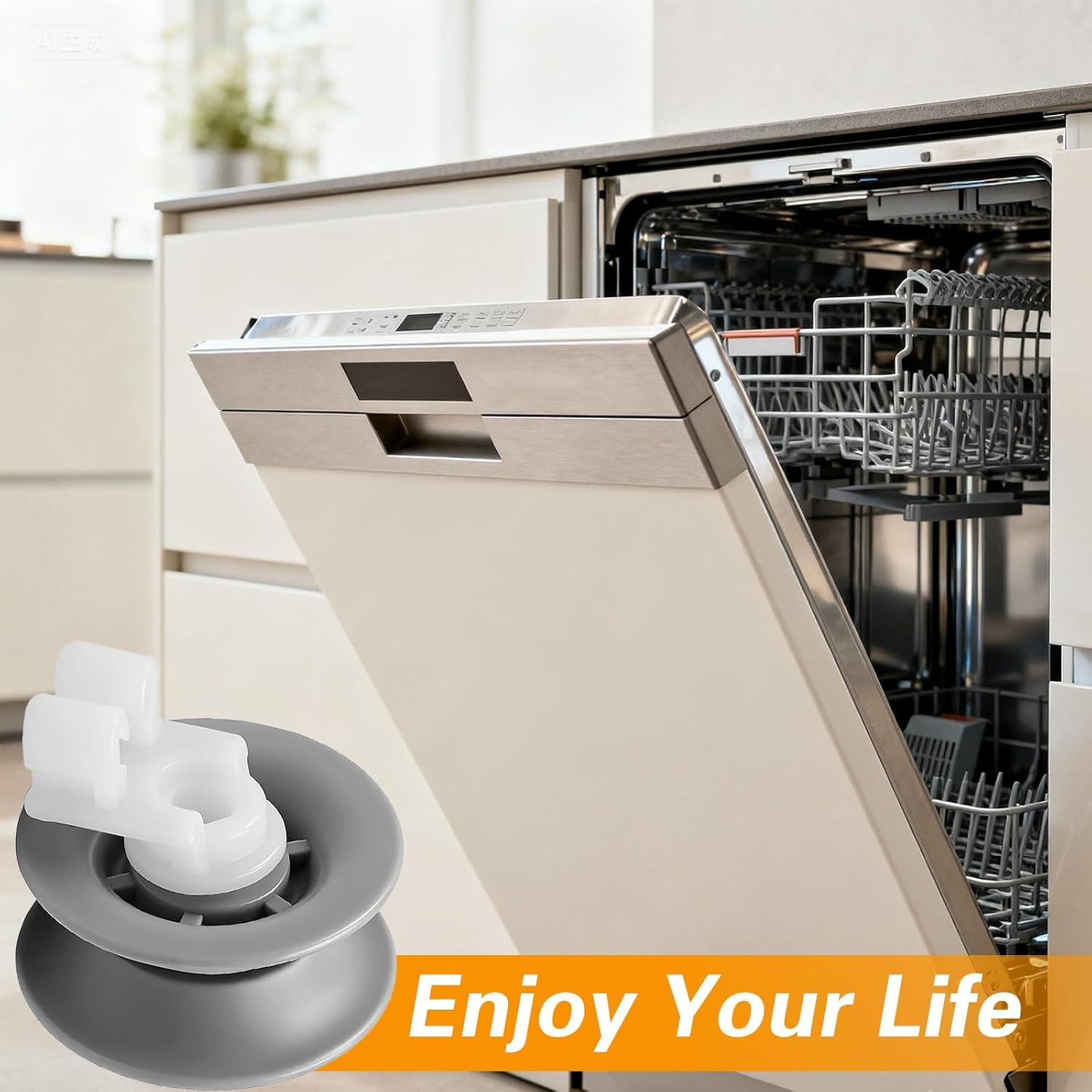4Pcs Dishwasher Upper Rack Rollers Dishwasher Top Rack Wheels Kit Compatible with Bosch/Thermador/Gaggenau Dishrack Replace# 00611666 00165313 PS8727423 AH3477770