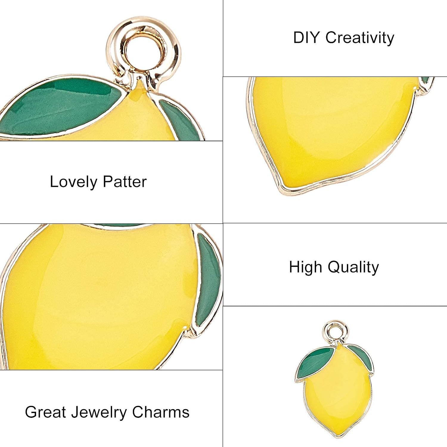 DanLingJewelry 100Pcs Yellow Lemon Fruit Enamel Charms Pendants for DIY Jewellery Making Bracelets Necklaces Earrings Summer Crafts - Image 5