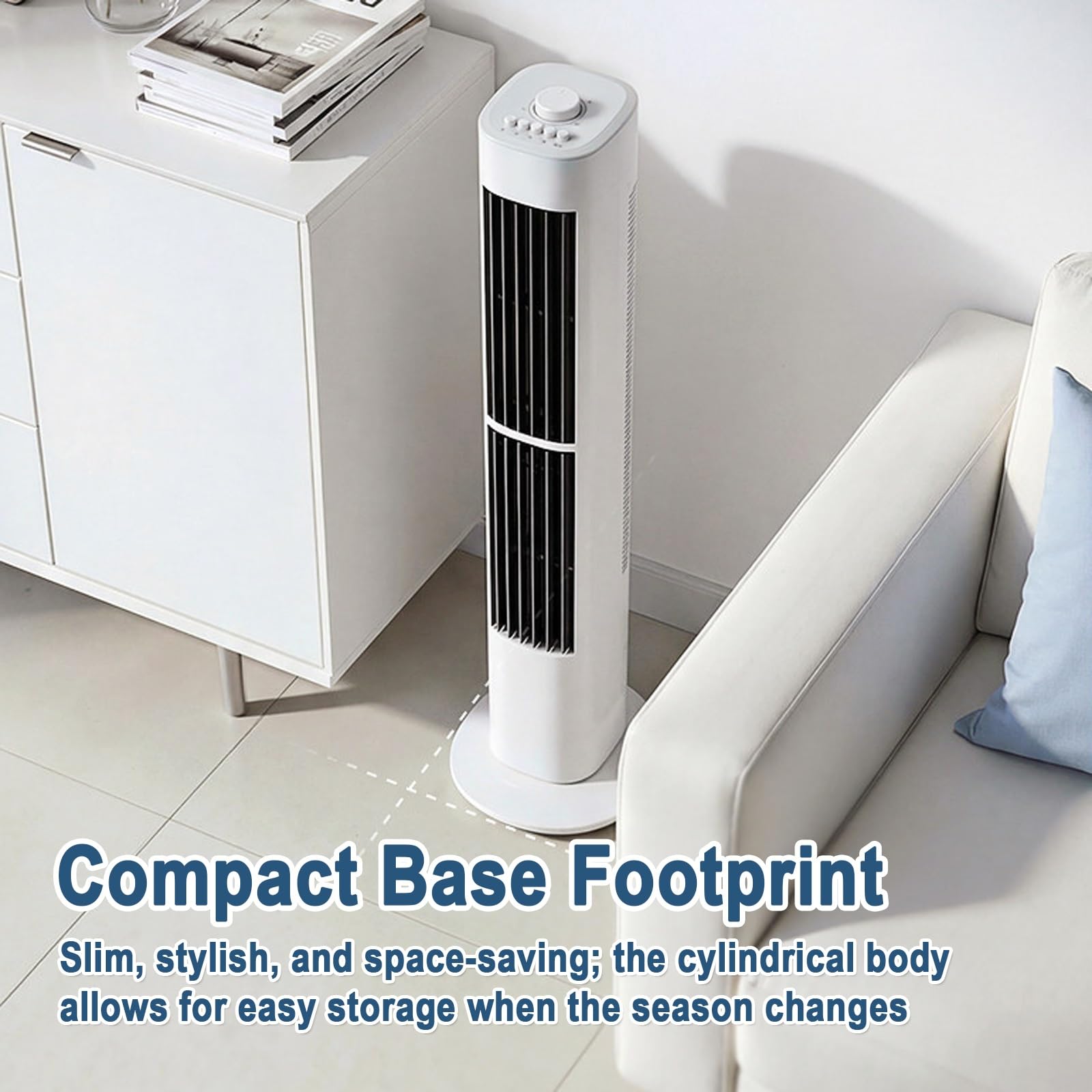 Ventilador Torre Silencioso, Ventilador Columna, 2 Salidas Orientables | Ventilador de Pie Torre, Altura 106cm, 3 Velocidades, Temporizador 2H, Diseño Delgado, Para Hogar