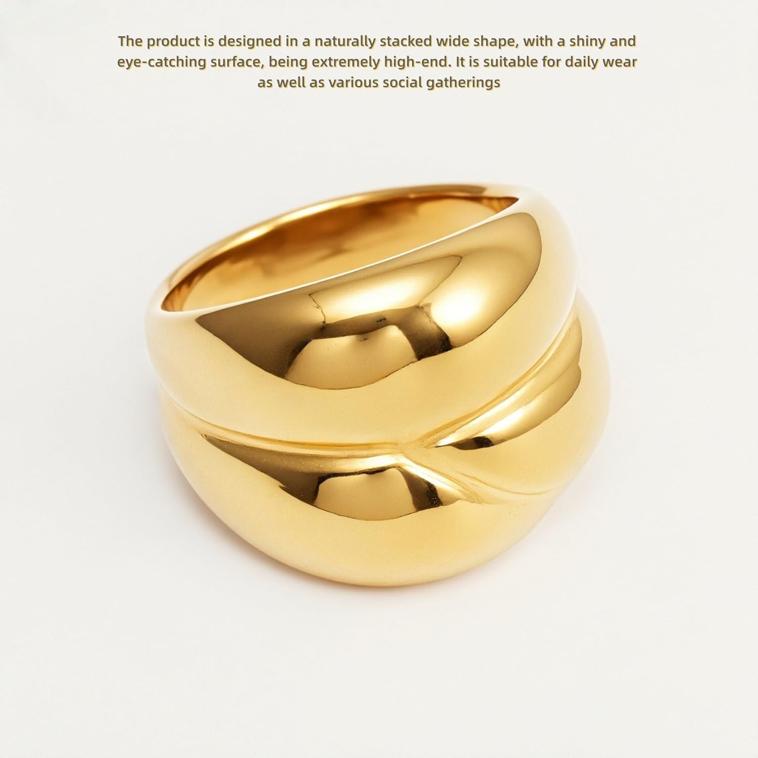 Gold Jewelry The Ring Of Power For Women Gift Shiny Chunky Rings Non Tarnish With 24K Gold Plated Engagement - Image 2