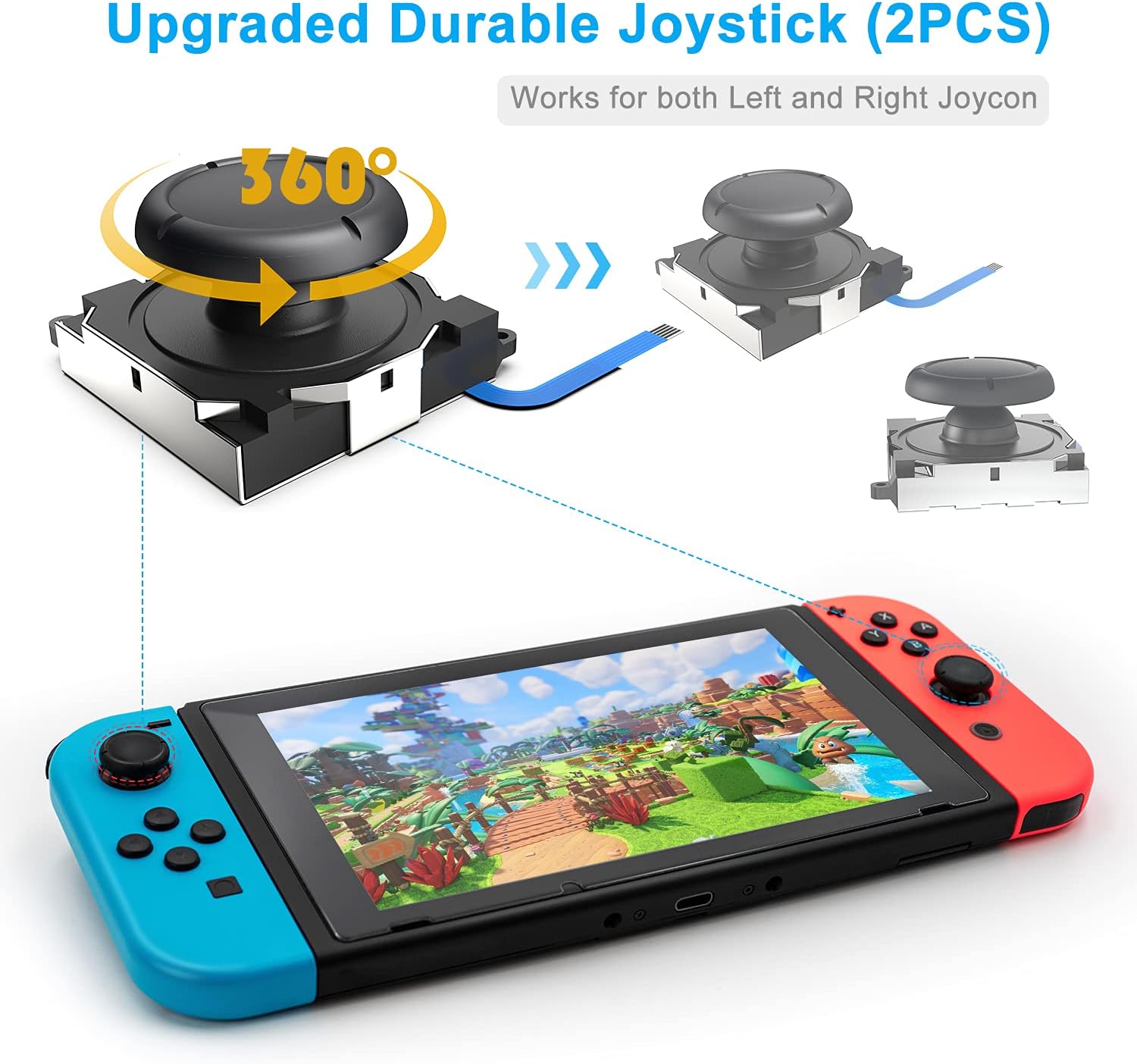 innoAura Joycon Joystick Replacement, 27 in 1 Repair Tool Kit with 2-Pack 3D Analog Stick, 2 Metal Buckles,3 Screwdrivers, Back Shell Kickstand, Pry Tools for Joycon/NS Switch/Switch Lite : Video Games