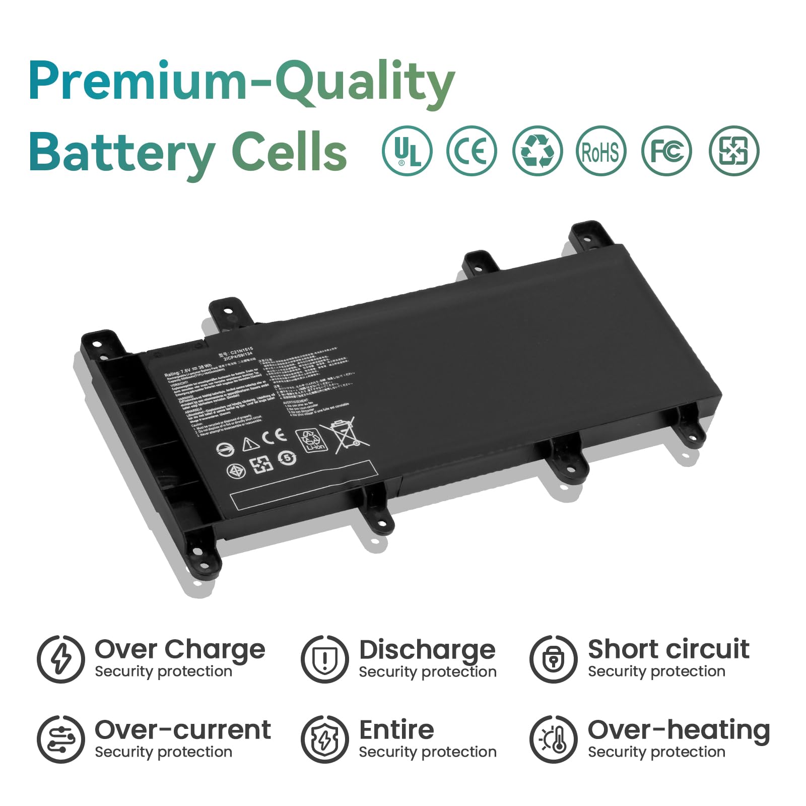 K KYUER 38Wh C21N1515 Batterie pour ASUS X756U X756UA X756UB X756UJ X756UX X756UQ X756UV X756UW X756UXM R753U R753UA R753UB R753UJ R753UQ R753UV R753UX R753UW K756U K756UB K756UJ K756UQ K756UV K756UX