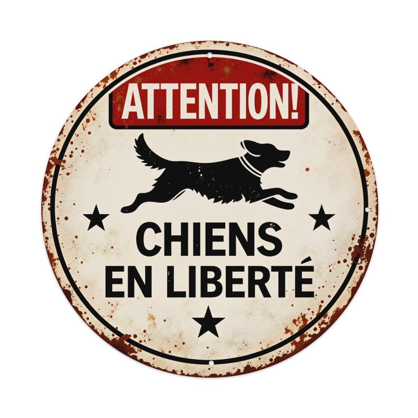Beware of Dog Loose_1 Round Tin Sign Vintage Style Metal Sign Home Bar Garden Wall Plaque Decor Metal Poster 8x8 Inch