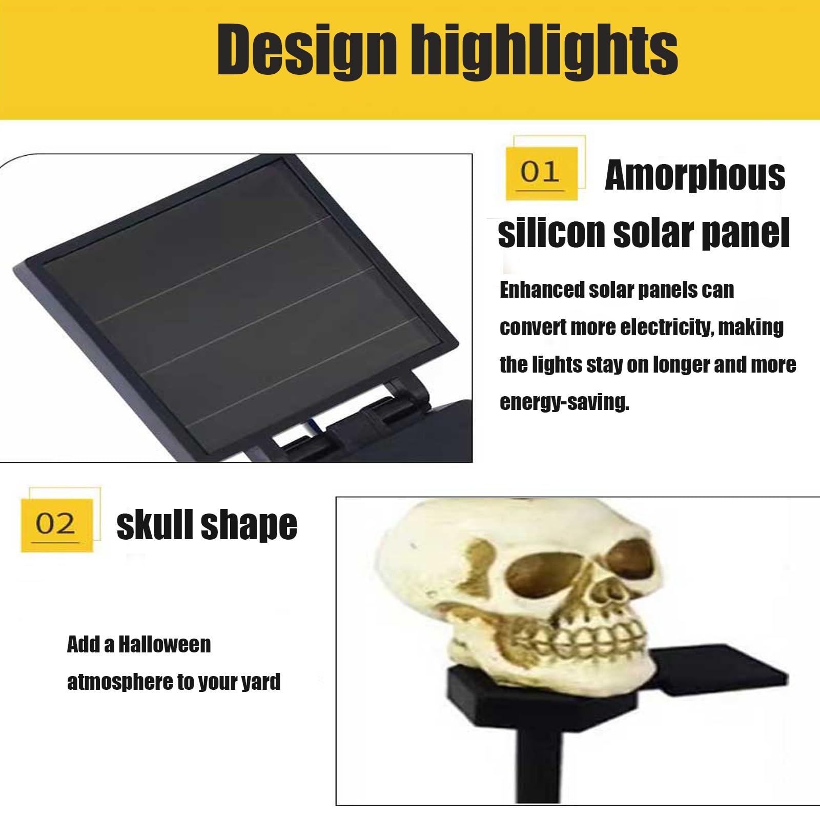 Szkielet LED lampa solarna – upiorna dekoracja halloweenowa do ogrodu, ścieżki podwórka, podwórka, wodoodporna lampa solarna na zewnątrz, dekoracja imprezowa, 4 sztuki (1)