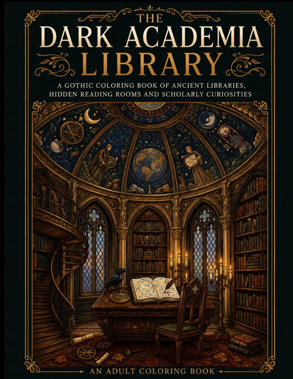 The Dark Academia Library: A Gothic Coloring Book of Ancient Libraries, Hidden Reading Rooms, Antique Books and Scholarly Curiosities