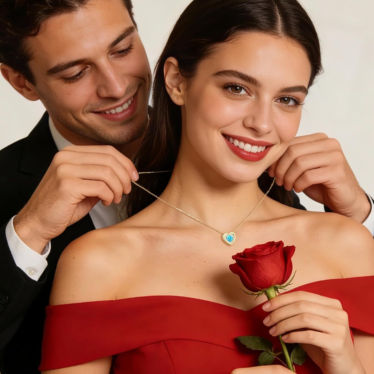 Kstyle Valentine's Day Gifts for Women - 14K Gold Filled 925 Sterling Silver Heart Birthstone Pendant Necklaces, Anniversary Birthday Jewelry Gifts for Wife Daughter Mom Grandma, Non Tarnish 16"+2" - Image 4