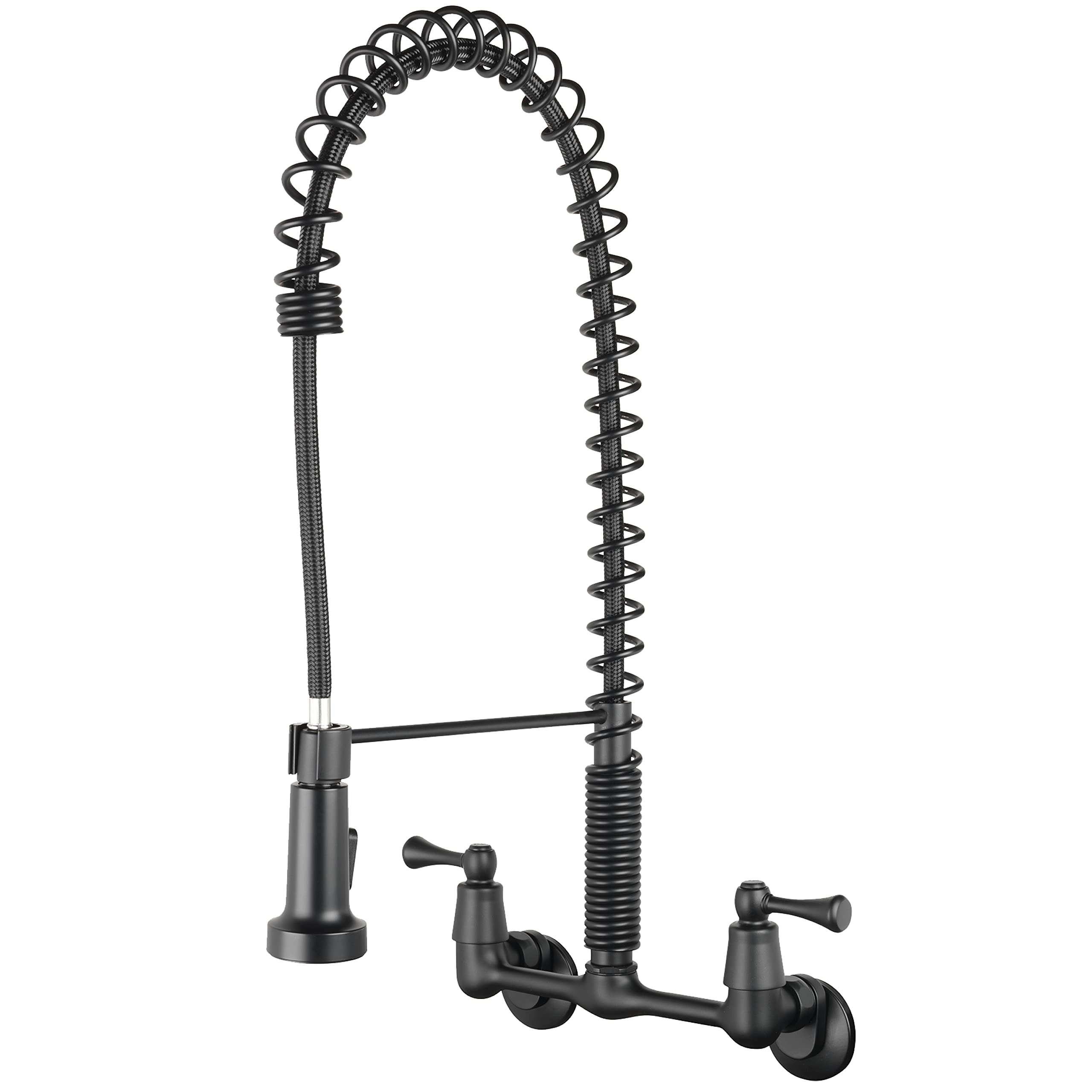 tosca 255-K821-MB-T - Grifo de cocina de doble mango mejorado de estilo comercial con boquilla extraíble, negro mate
