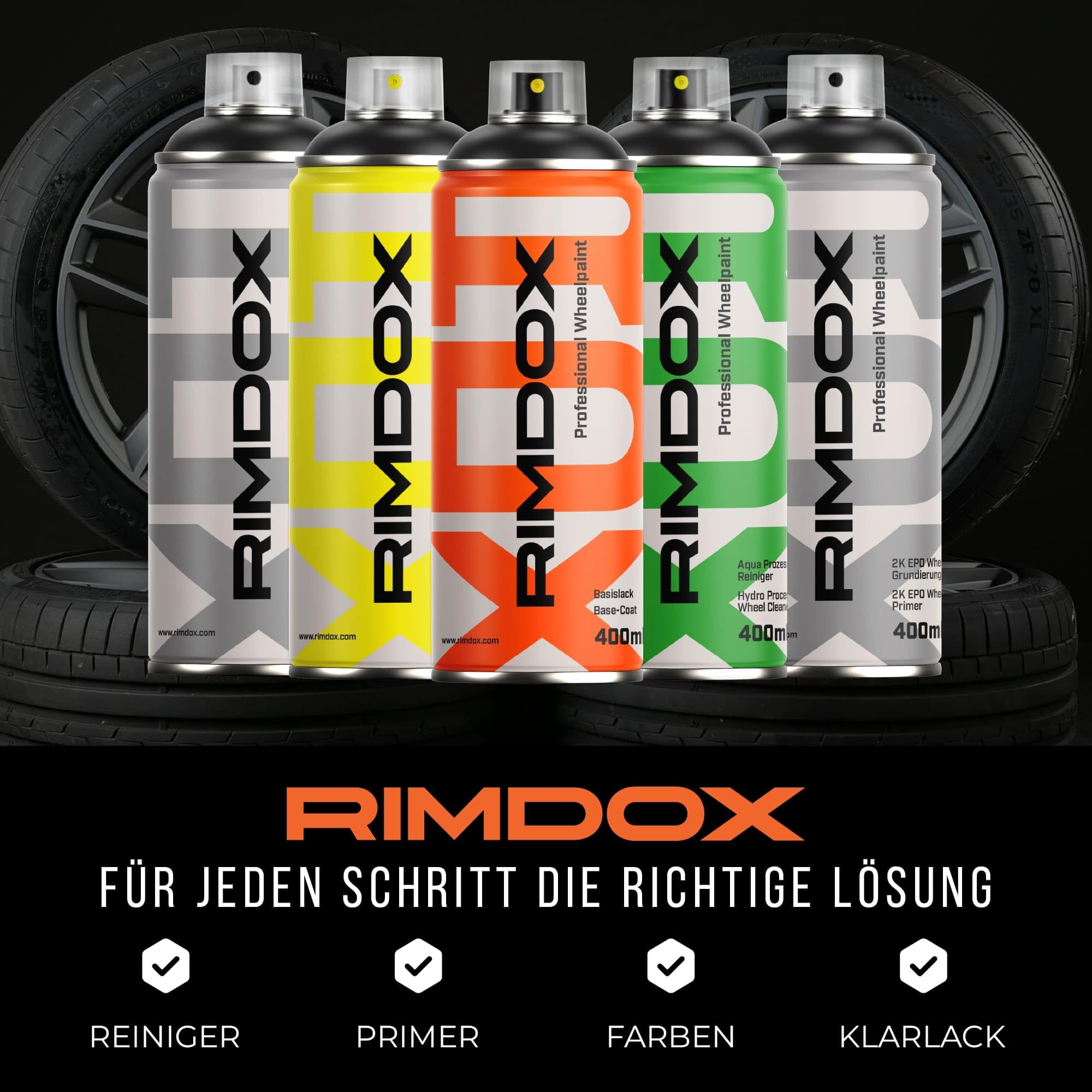 Felgen Klarlack | 2K- High-Solid | 3x Spraydose | Klarlack seidenmatt in OEM-Profiqualität | 100% Made in Germany | transparent, wasserfest, benzinresistent