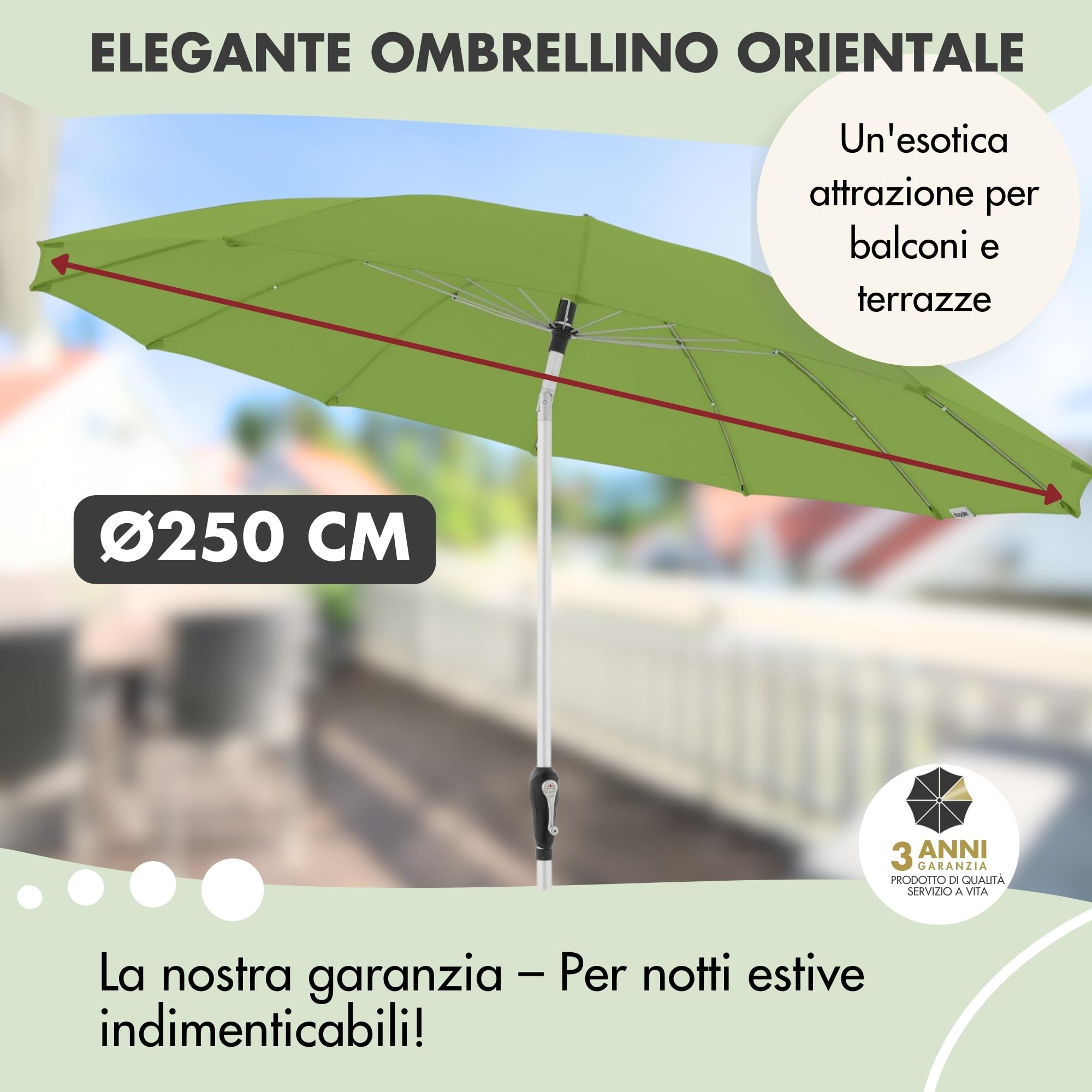 Doppler Ombrellone Rettangolare 190x290 Cm In Alluminio – Con Manovella, Inclinabile, Tessuto Impermeabile, Protezione UV 80+, Per Balcone E Terrazza - 3