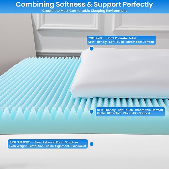 MABOZOO Double Layer Mattress Topper, King Size