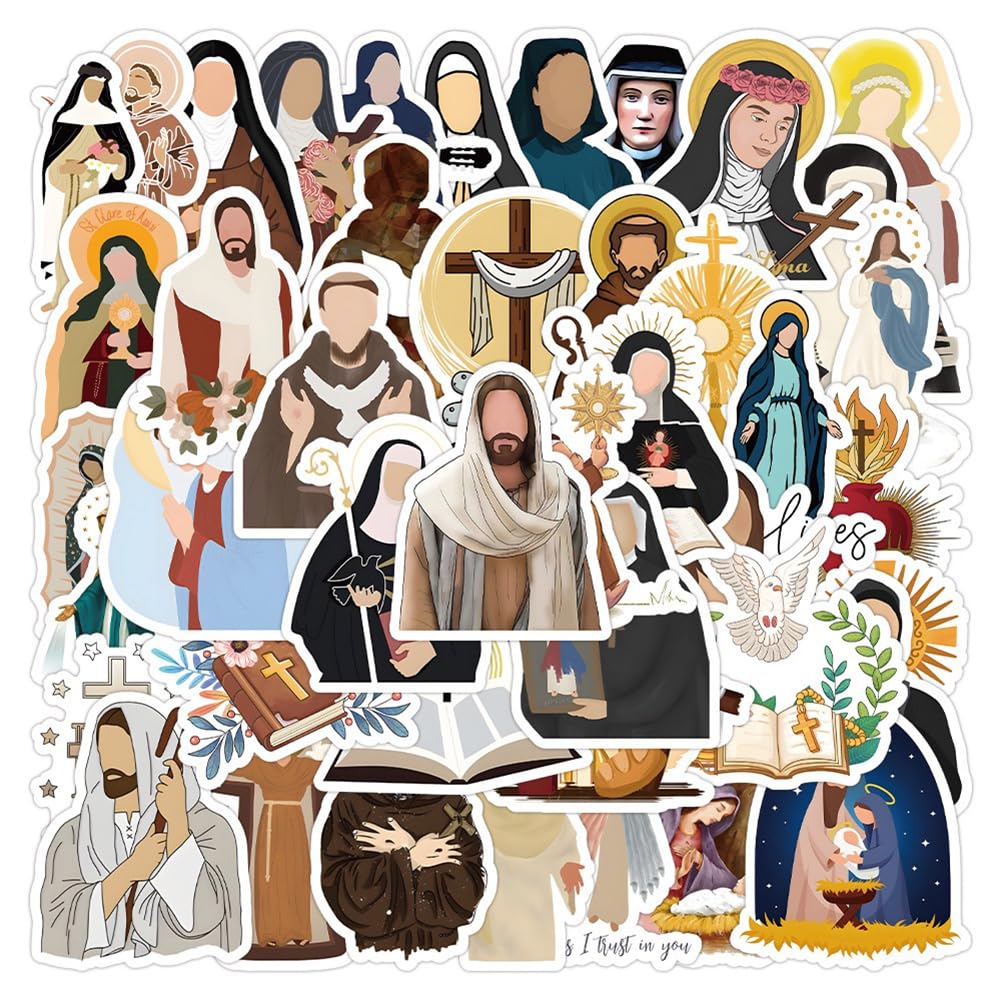 Christian Clergy Stickers |50 Pcs Priest Friars Nuns Waterproof Vinyl Decals for Water Bottles Laptop Luggage Mobile Phone Skateboard Décor