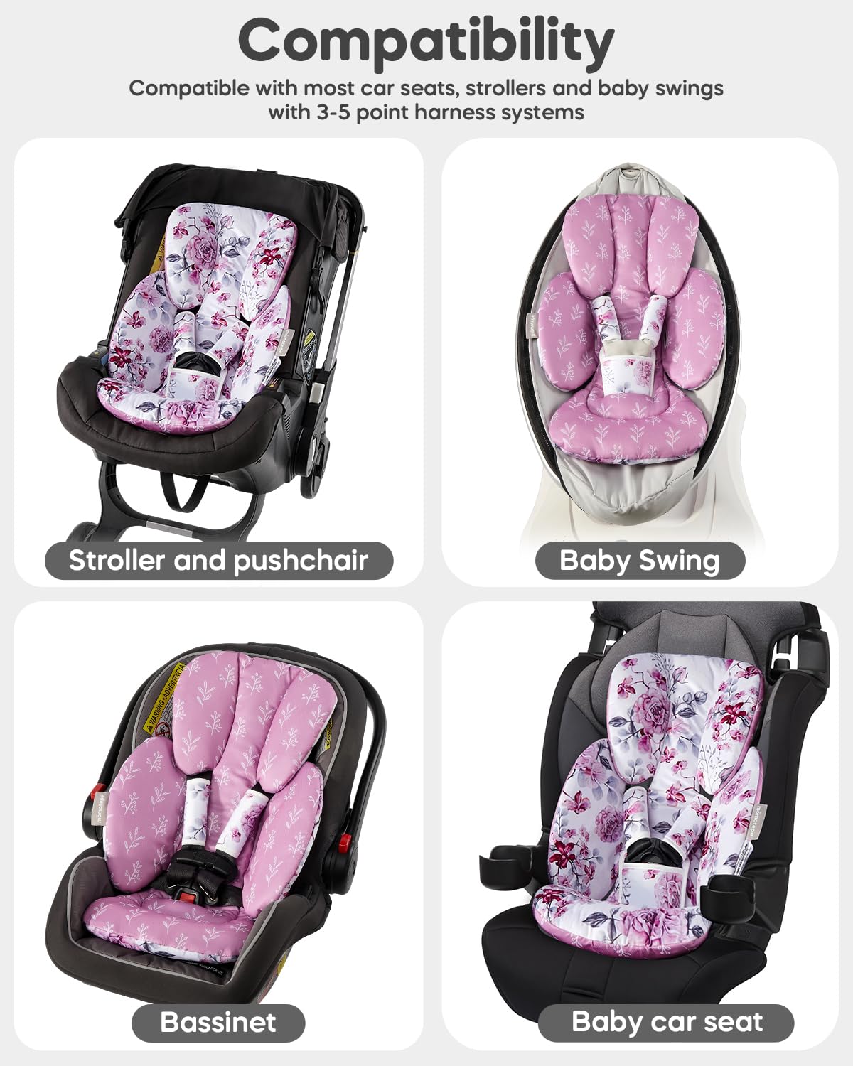 Infant Car Seat Insert for Newborn，Preemie Newborn Infant Insert, Newborn Car Seat Insert Head Body Support for Stroller, Baby Swing, Rocker, Bouncer, Bassinet, 2-in-1 Reversible