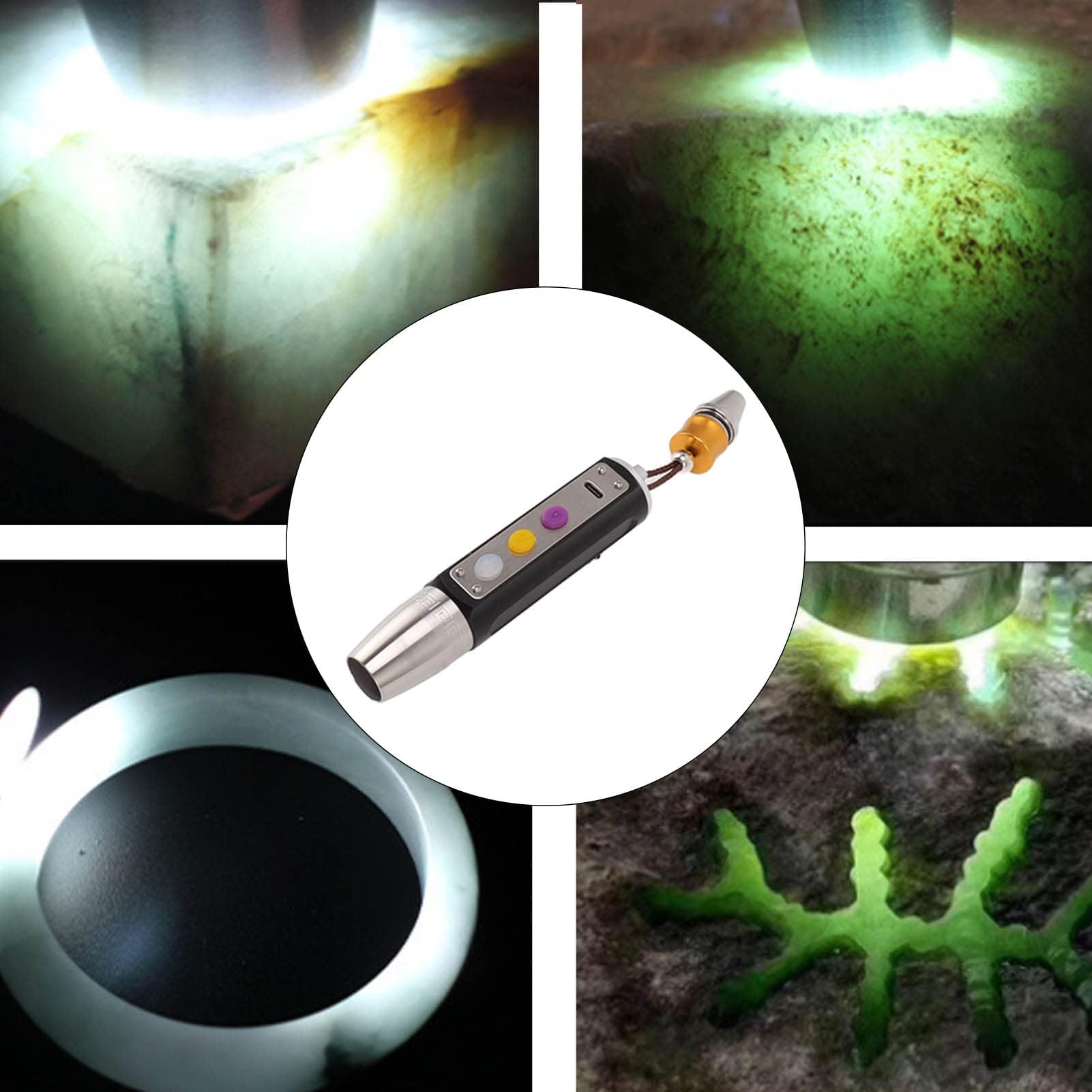 Jade Bewertung Licht Aluminiumlegierung LED Lampe Perlen Tragbare 3 Lichtquelle Stufenlos Dimmen LED für Schmuck (Schwarz)