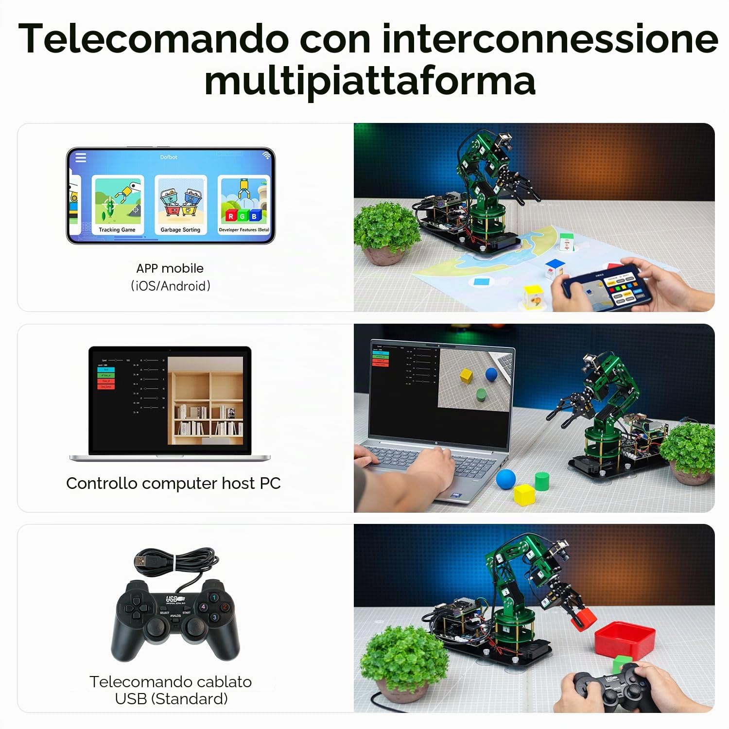 Yahboom Jeston Nano 4GB SUB Robot Arm Building Kit for Jetson Nano 6DOF AI Development Robotic Hand for Adults App Controlled ROS Programmable OpenCV Source Visual Identity (Dofbot with nano) | Desktop Collaboration, Developed Python Programming for Mecha