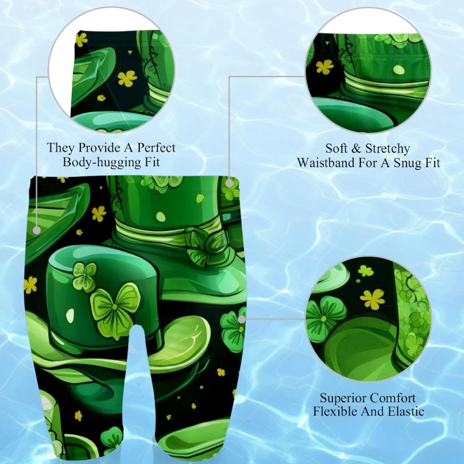 St Patrick's Day Swimsuit Mens Swim Jammers Endurance Long Racing Training Swimsuit