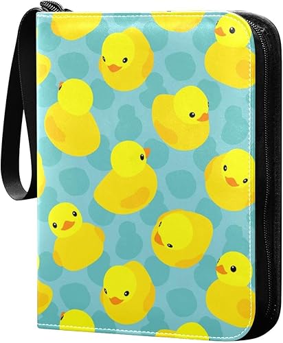 Carpeta de goma amarilla para tarjetas de intercambio de 4 bolsillos con 50 fundas extraíbles, carpeta de álbumes de tarjetas de 3 anillos con