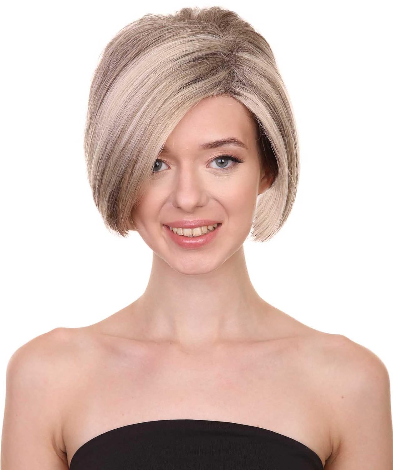 Adult Women's Halloween Pixie Wig: Blonde Super Karen Style with Flame-Retardant Fiber