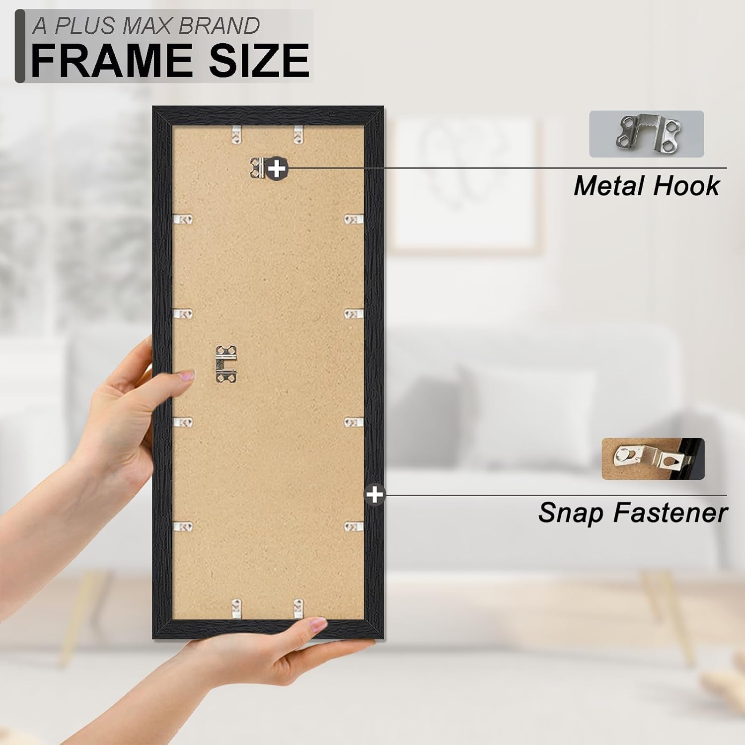 A PLUS MAX 12x24 Picture Frame, Black Engineered Wood Frame for 12 x 24 Inch Picture Poster Photo, Light Weight 12 by 24 Frame with Wood-grain for Wall - 1 Pack/Black/12 x24