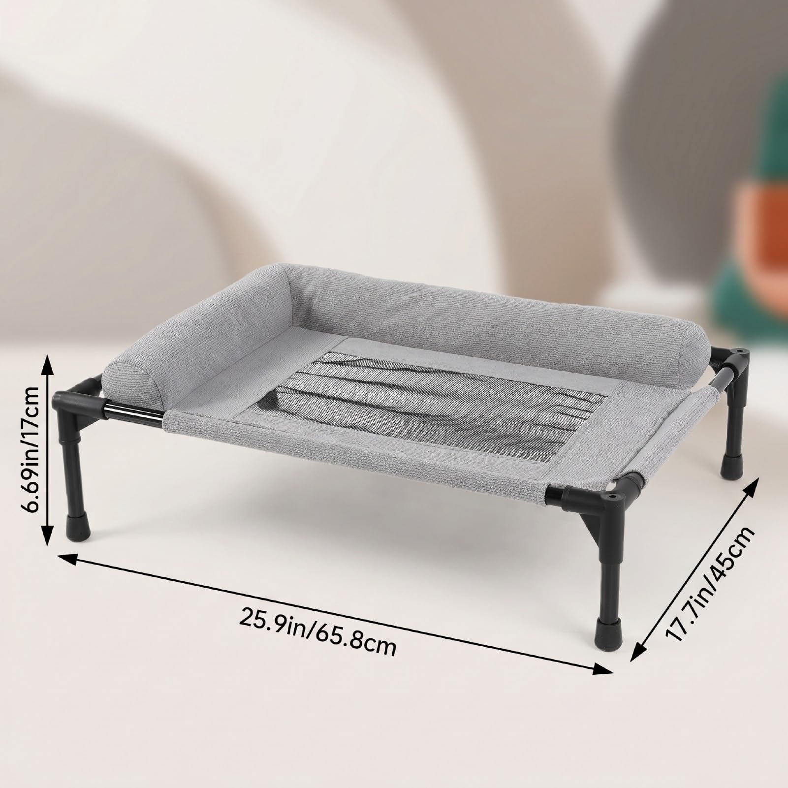Fdit Cama Elevada para Perros, Cuna Elevada para Mascotas, Cama para Mascotas Al Aire Libre con Almohada Lavable de Malla Transpirable para (66 * 45 CM)