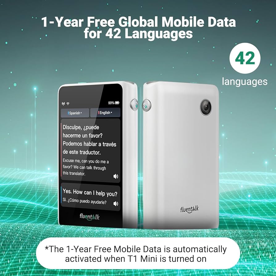 Fluentalk by Timekettle T1 翻訳機 eSIM無料通信 Amazon.com : Timekettle, Fluentalk T1 Mini Translator Device