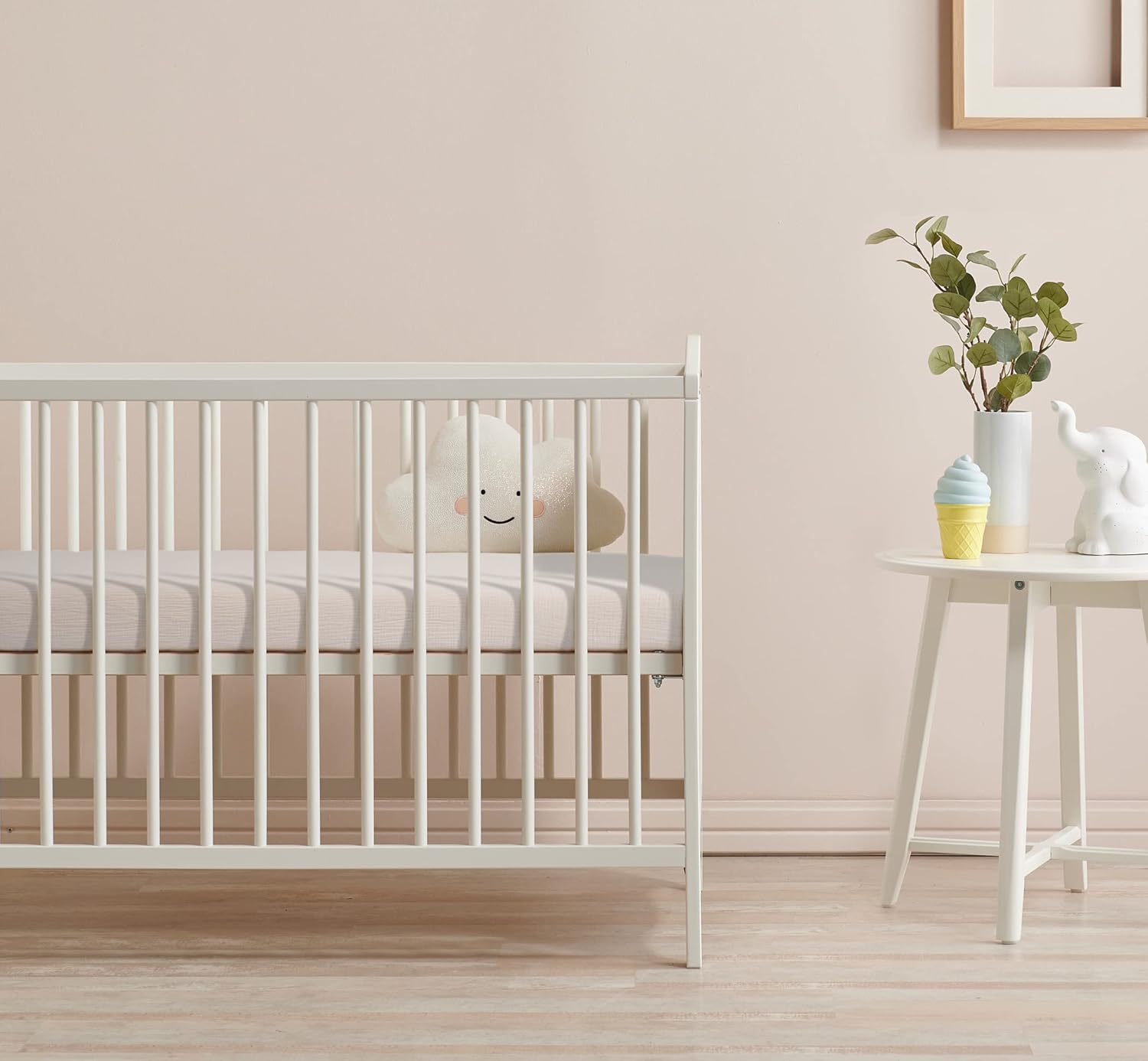 Meracorallo Muslin Fitted Crib Sheets, 2 Pack Soft Breathable Cotton Baby Crib Sheet, Neutral Crib Sheet for Baby Boys and Girls, Fits Standard Crib Mattress 28''x52'' (Blush & Fog)