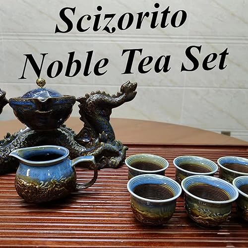 Miniatura 3 de Juego de té chino de gongfu con forma de dragón chino, cocción a mano pura, con tetera giratoria 360 e infusor, adecuado para oficina, hogar, regalo