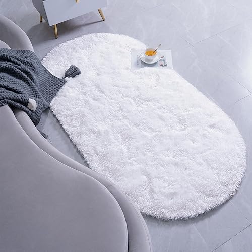 Miniatura 3 de Alfombra esponjosa para dormitorio, alfombra ovalada de 2.6 x 5.2 pies, alfombra pequeña y bonita para dormitorio, habitación de los niños,