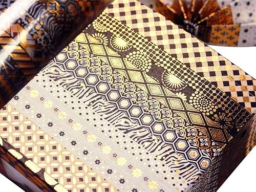 Miniatura 9 de YUBX Juego de 20 rollos de cinta washi con impresión de papel de aluminio negro dorado para artes, manualidades, diarios de viñetas, planificadores,