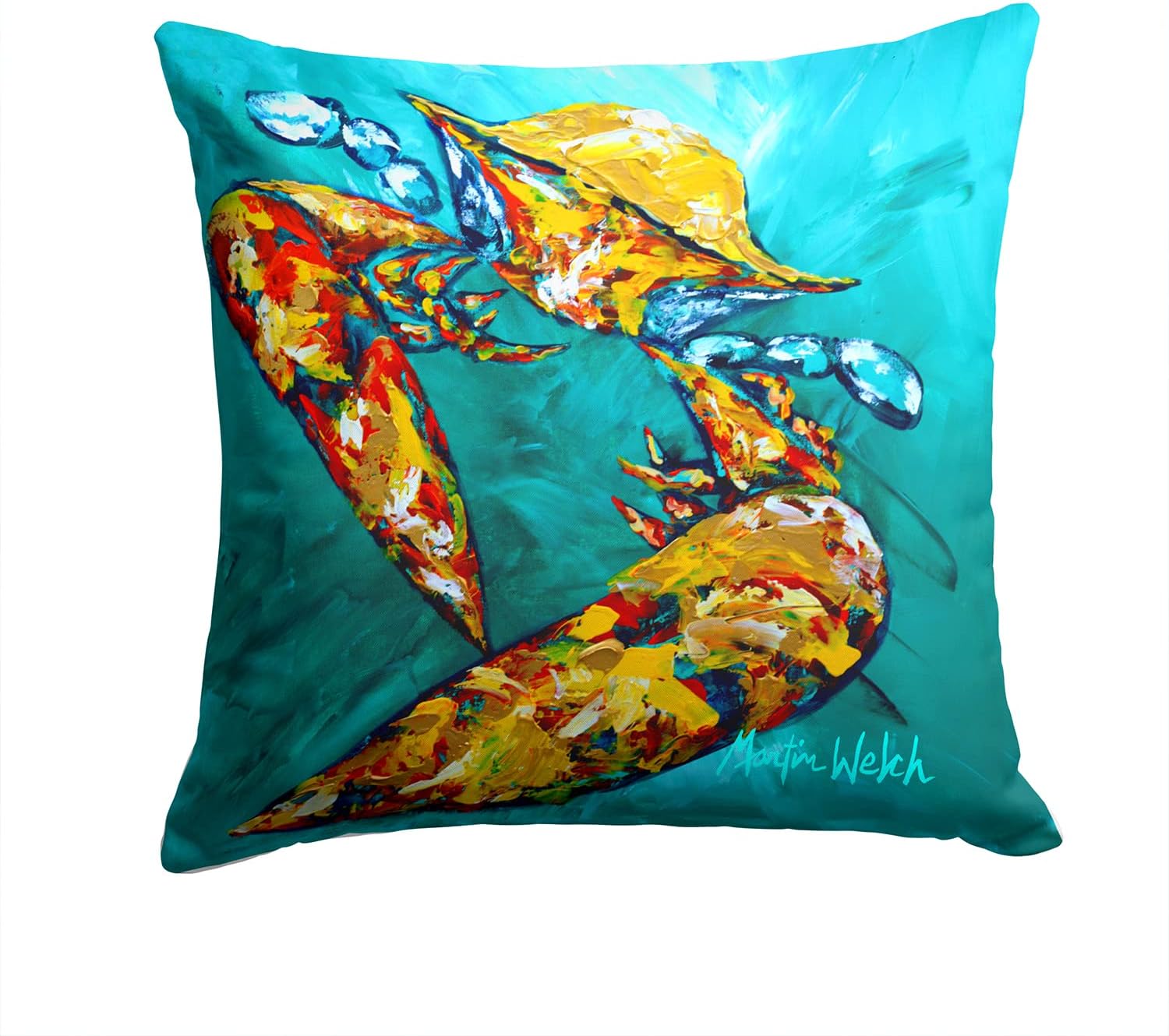 Caroline's Treasures MW1139PW1414 Crab Beam of Light Fabric Decorative Pillow Machine Washable, Indoor Outdoor Decorative Pillow for Couch, Bed or Patio, 14Hx14W