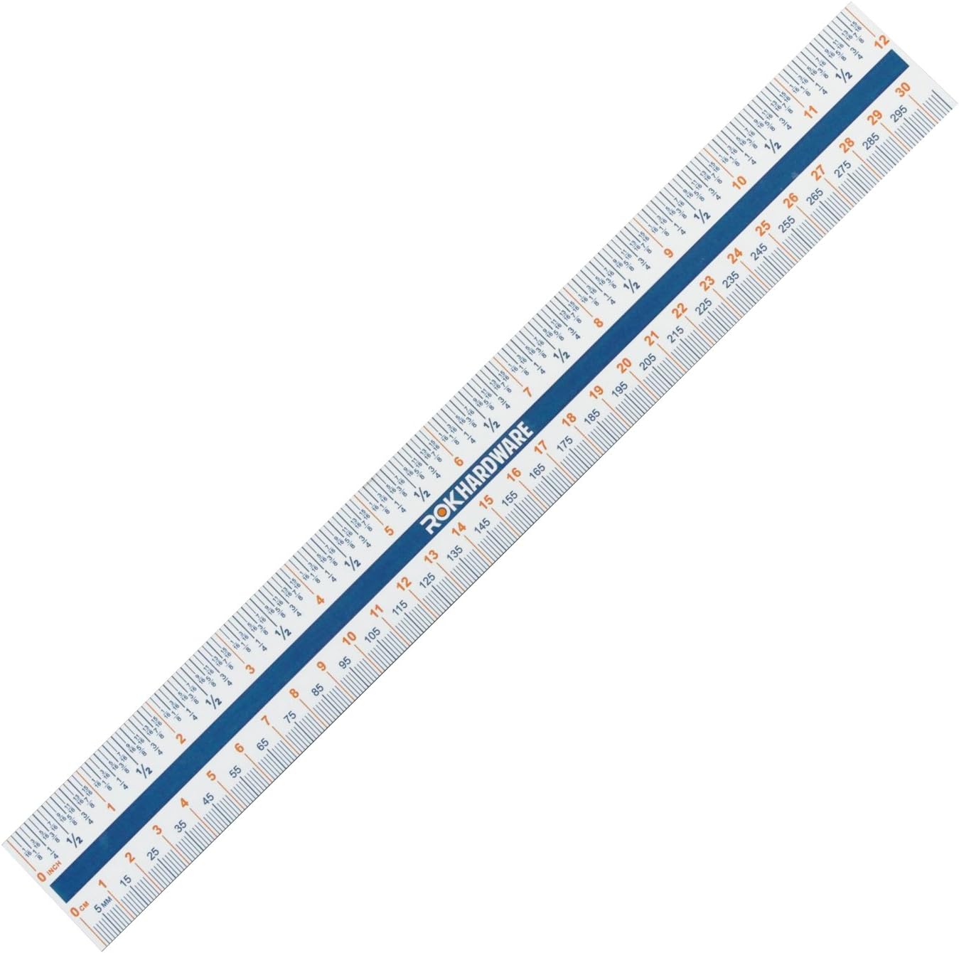 Rok Hardware Measuring Plastic Flexi 12" Easy Read English Metric 305 mm Ruler Converter, ROKRULER2