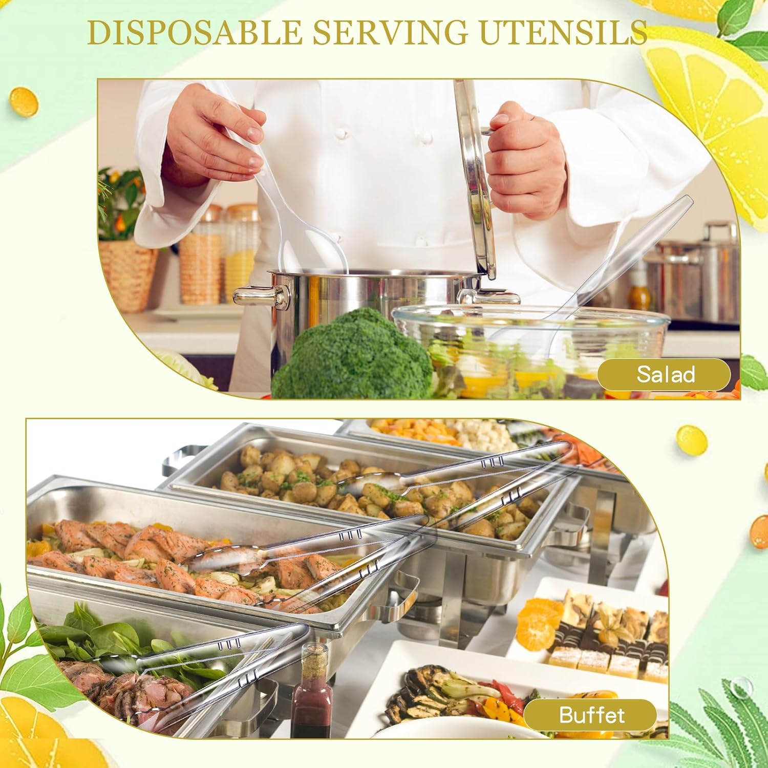 Mwellewm Serving Utensils, 10'' Plastic Serving Utensils Set, Lar