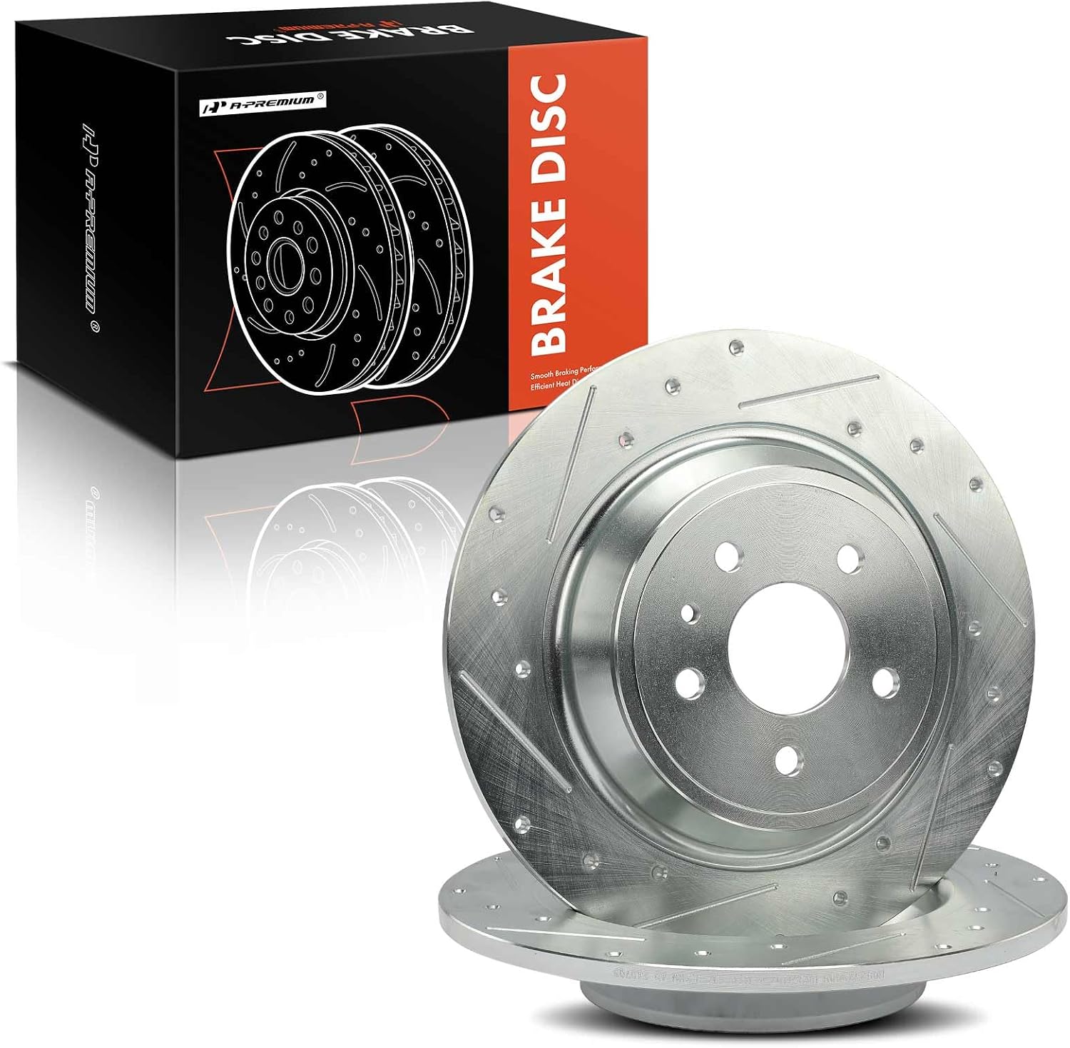A-Premium 12.44 inch (316mm) Rear Drilled and Slotted Disc Brake Rotors Compatible with Select Ford and Lincoln Models - Fusion 2013-2020, Escape 2017-2019, MKZ 2013-2016, MKC 2015-2019, 2-PC Set