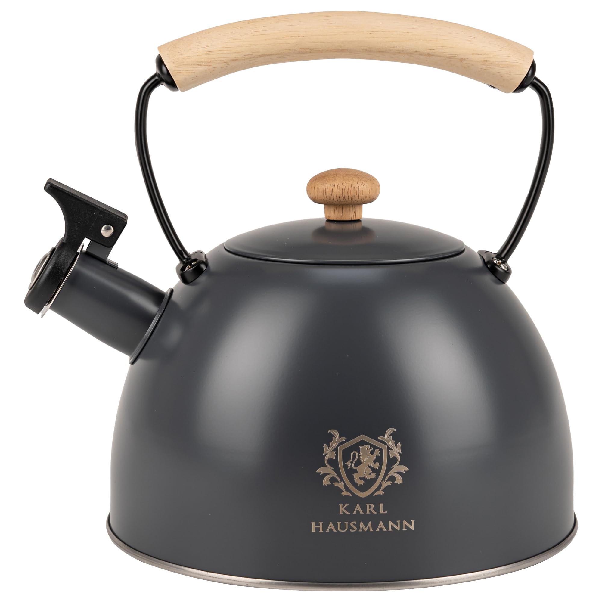 KARL HAUSMANN Bouilloire Induction 2,5L Inox avec Sifflante - Gris Theiere Cuisine pour Plaque Gaz, Vitrocéramique et Électrique - Grande Capacité Eau Chaude avec Couvercle Amovible