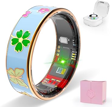Smart Ring Men & Women Ring Sleep Tracker Pedometer Long Battery Life No Subscription Fee, IP68 Waterproof Blue, 9
