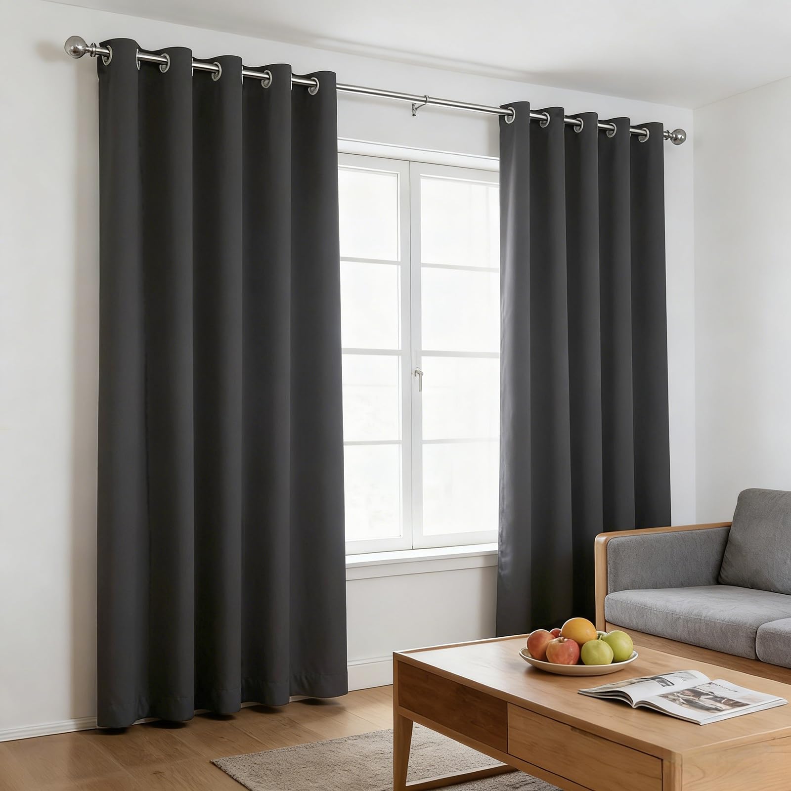 Rideaux pour chambre et salon occultant la lumière du jour en gris