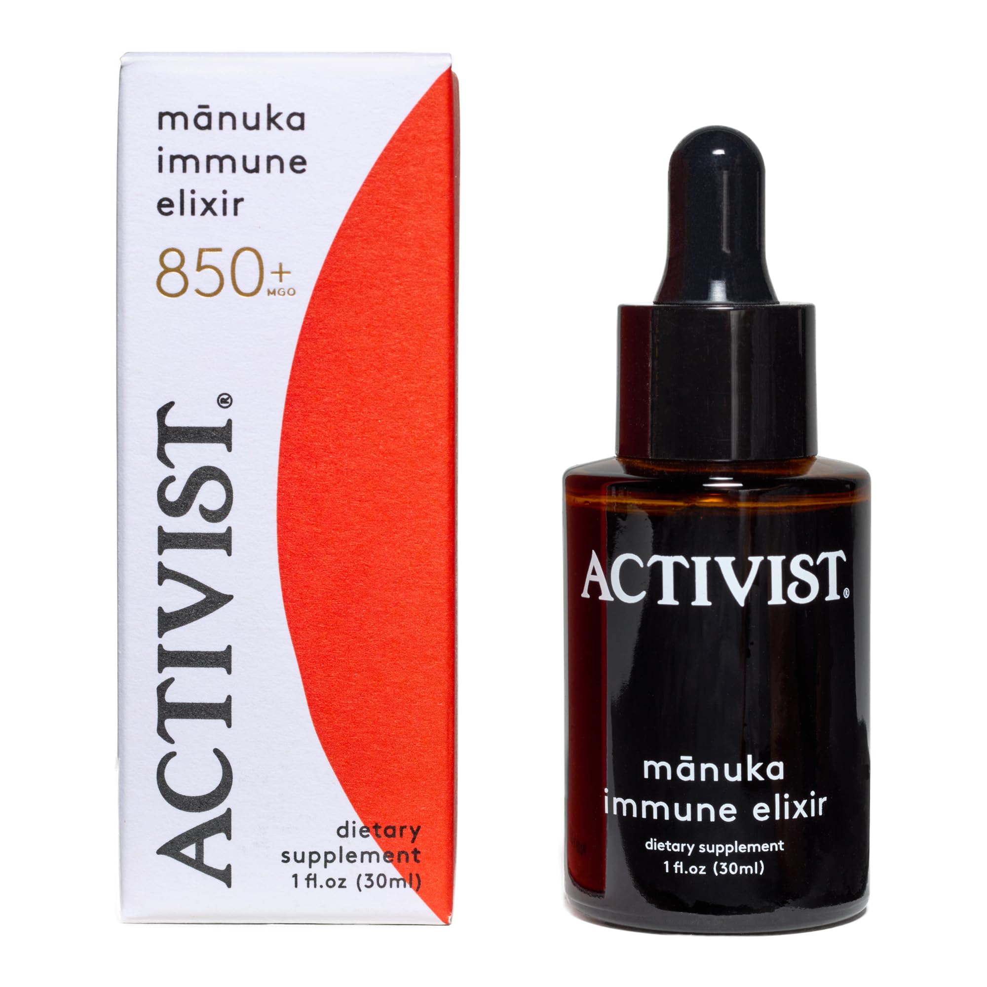 ACTIVIST Manuka Immune Elixir | Raw Mānuka Honey 850+MGO, Elderberry, Deionized Water | Dietary Supplement (30 mL | 1 fl oz)