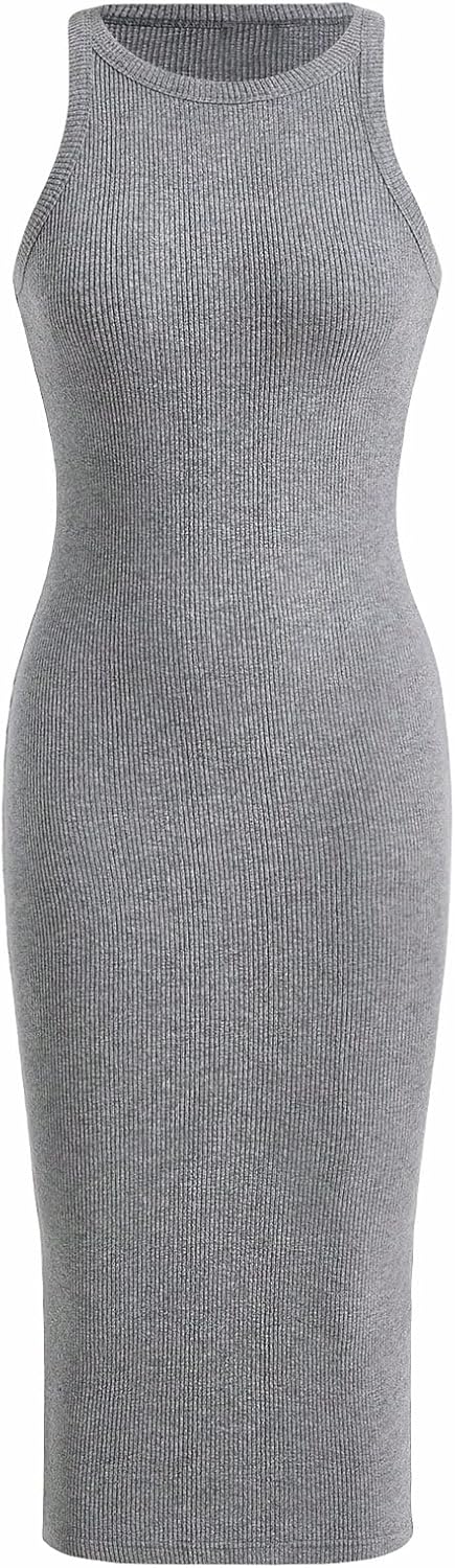 Verdusa Women’s Basic Ribbed Knit Sleeveless Midi Tank Dress Crewneck Knit Bodycon Dress Verdusa Women’s Basic Ribbed Knit Sleeveless Midi Tank Dress Crewneck Knit Bodycon Dress