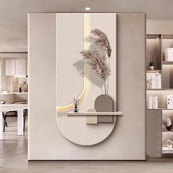 3D Sandstone Decor Wall Art Painting, Resin Art Wall Light, Large LED Decorative Entrance Foyer Painting, Modern Hanging Walls Sculptures for Hallway Living Room15.7" x 31.5", E