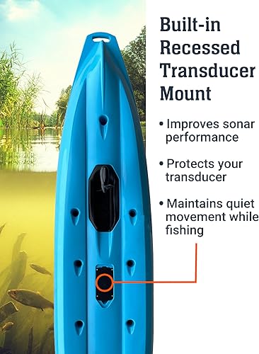 Vista 6 de BKC PK13 Kayak de pesca de 13 pies con pedal con sistema de timón e Inversión Instantánea, Remo, Soporte de respaldo vertical Asiento de marco