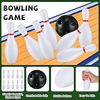 Vista 2 de Juego de 4 bolos para niños de 6.3 pulgadas, juegos de interior y exterior para niños, incluye 40 pines de bolos de plástico y 8 bolas de césped
