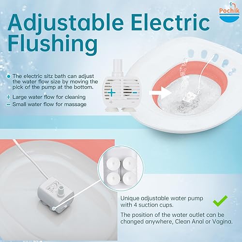 Vista 23 de Pochik Bañera eléctrica para asiento de inodoro, artículos esenciales posparto, hemorroides y cuidado posparto para remojo, kit de baño