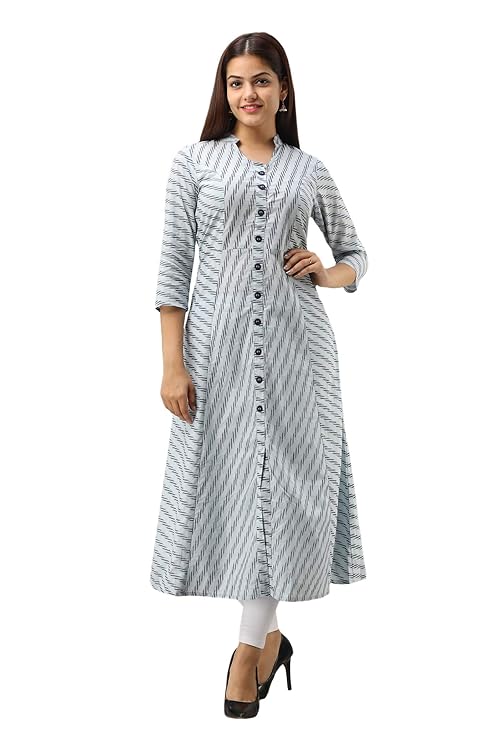Svarchi Womens Rayon Geometric Print A-Line Kurta (Green) main image 1