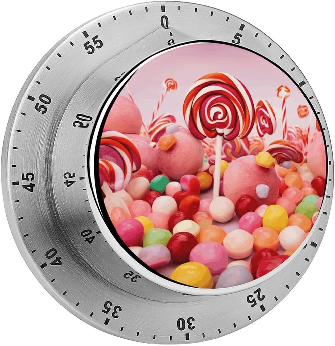 Sweet Candy Timer Stainless Steel Kitchen Timers Waterproof & Rust-Proof 60 Minute Mechanical Timer with Loud Alarm for Cooking, Baking, Fitness