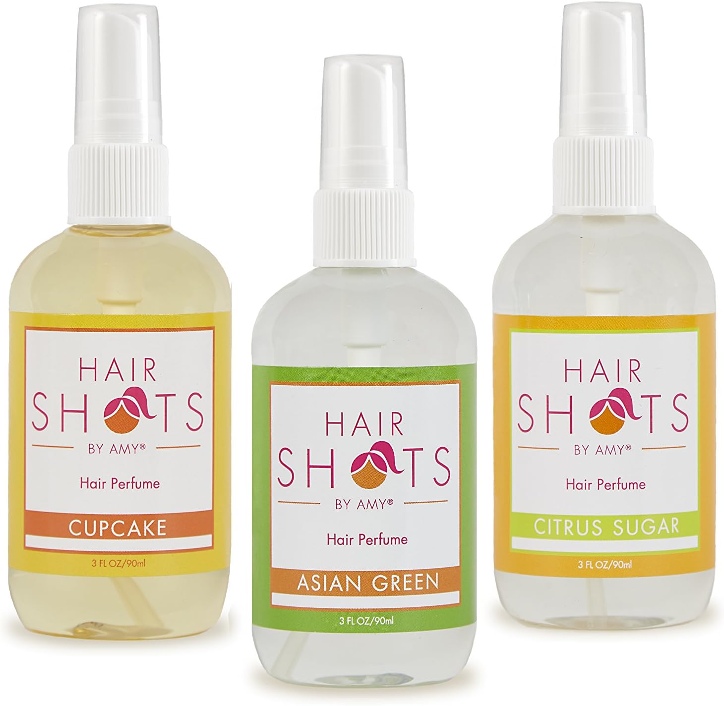 Hair Shots Heat Activated Hair Fragrance Touch Of Sweetness Bundle 3 Items: Cupcake, Asian Green, Citrus Sugar