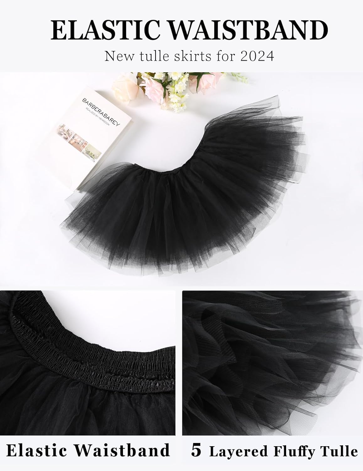 Bridesmay Women's Tutu Skirt 5 Layers Ballet Dance Tulle Tutu Skirt Cosplay Party - Image 3