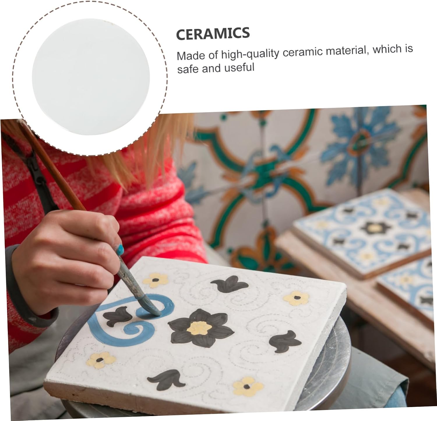 BEBEMOKO Hand-Painted Ceramic Plate Smooth Art Supply for Creative Painting and Graffiti for Boys and Girls and Adults for
