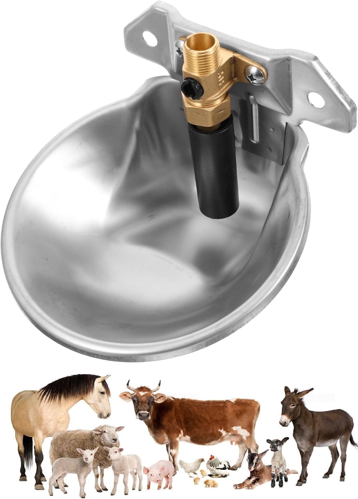 TAYGUM Goat Waterer, Stainless Steel Sheep Water Bowls Livestock Water Bowl with Copper Valve, Automatic Horse Waterer Farm Automatic Waterer for Livestock.