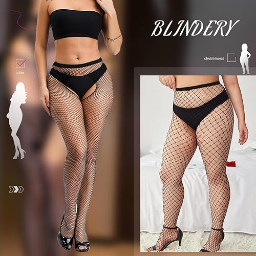 Miniatura 2 de Blindery Medias altas hasta el muslo para mujer, medias de red negras, medias de red para mujer, tirantes sexys, medias sexis