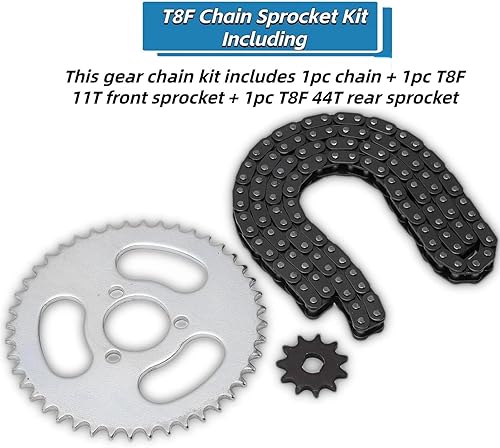 Miniatura 5 de Kit de cadena T8F, juego de piñones delanteros y traseros para karts modificados, cuatrimotos, mini motocicletas, reemplazo de engranajes de alta